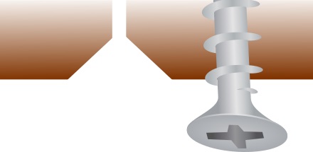 Kop houtschroef kan ‘verzinken’ in steunbalk